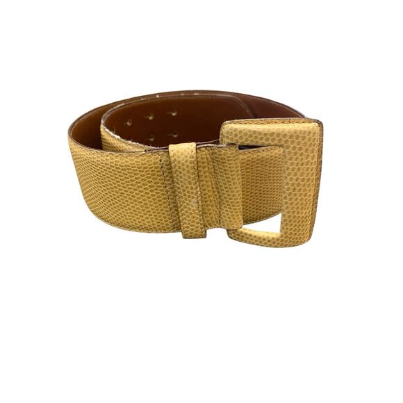 Empori Armani Women’s Wide Corset Style Leather Reptile Yellow Gold 75/30 Italy main image 7